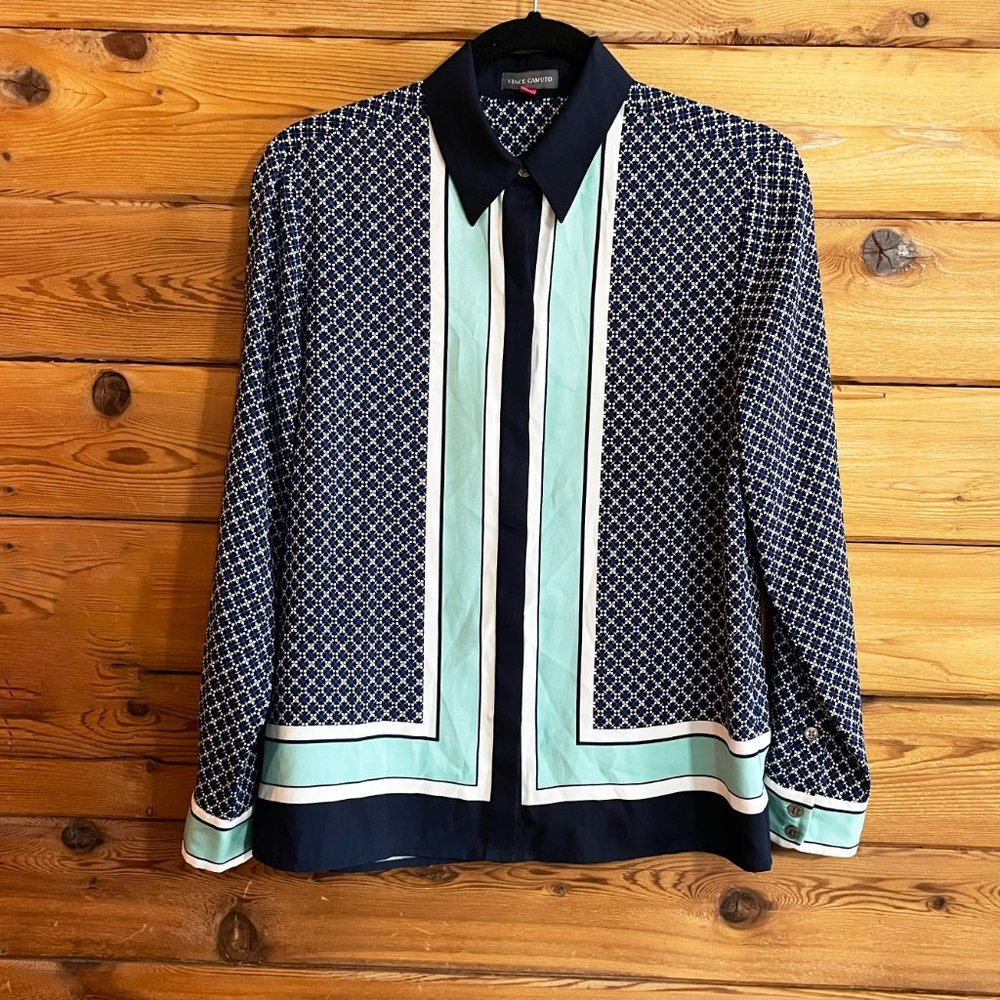 Vince Camuto Modern Funky Retro Blouse Shirt XS